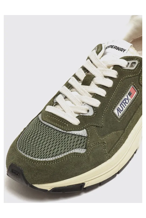 Autry Hyperway Bicolour Leather and Mesh Low-Top Sneakers Green (HYLMUM24) (3)