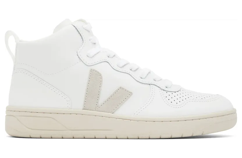 Veja White Leather V 15 High Top Sneakers (VQ0201270)