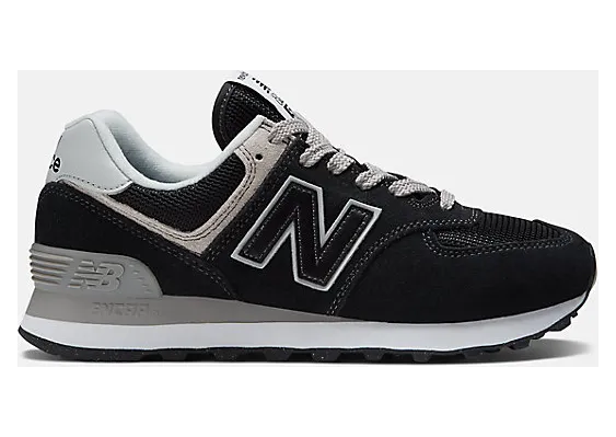 New Balance Black 574 Sneakers (WL574EVB)
