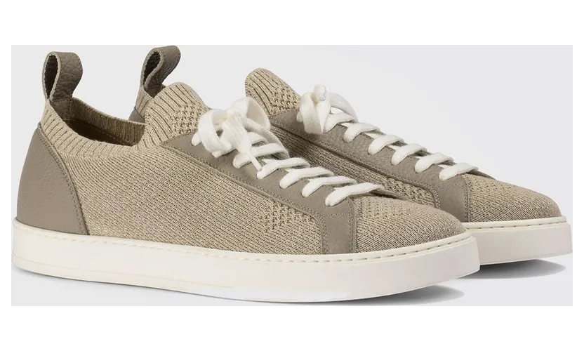 Doucal’s Technical Crochet Fabric and Leather Sneakers Dove Grey (DU3381SPENPZ830EM05)