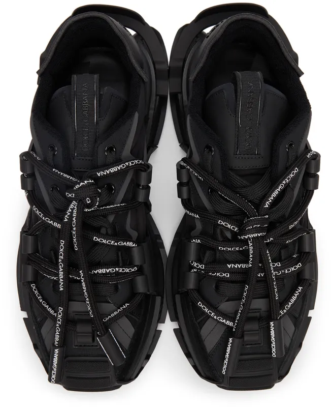 Dolce & Gabbana Black Mixed-Materials Space Sneakers (CS1963 AQ407)