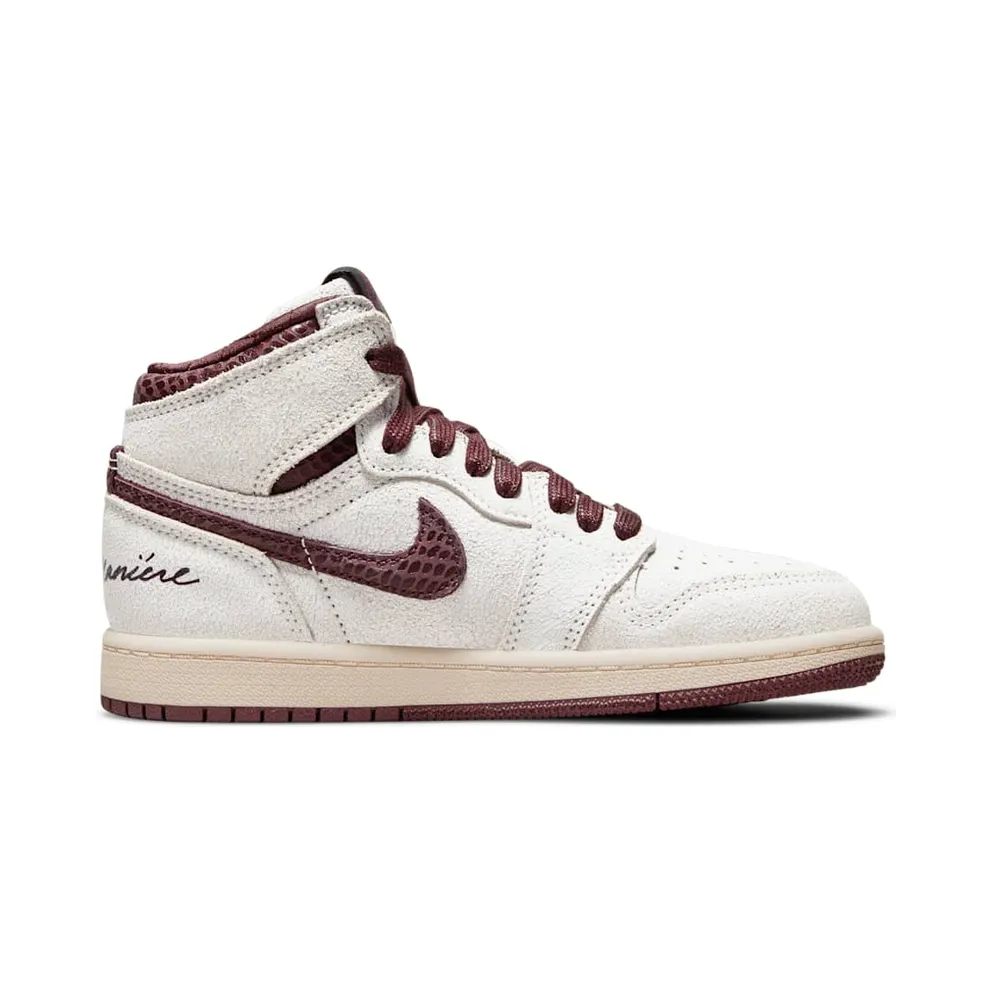 Air Jordan x Ma Maniere 1 High OG (PS) – “Sail / Burgundy Crush” (DO7099-100)