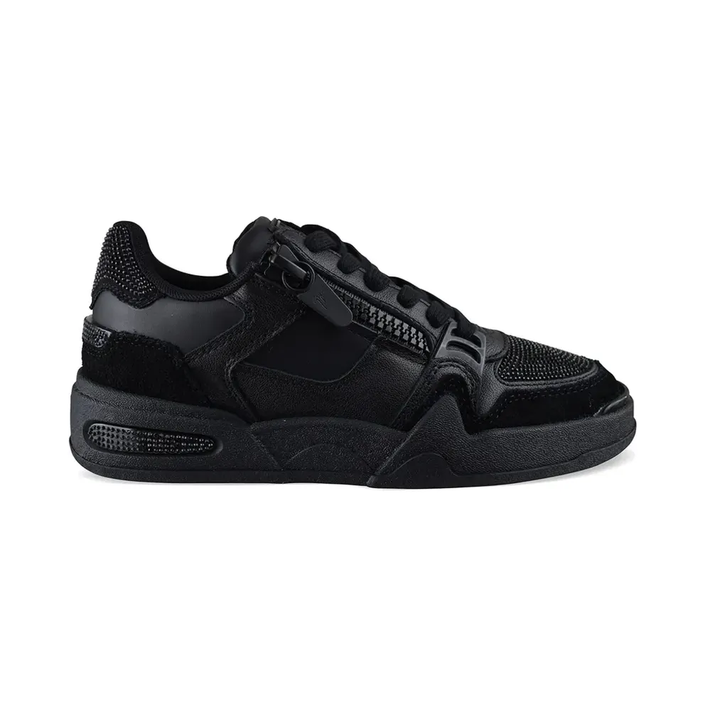 Giuseppe Zanotti Ghost leren with stras and rits – Black (RW50007001)