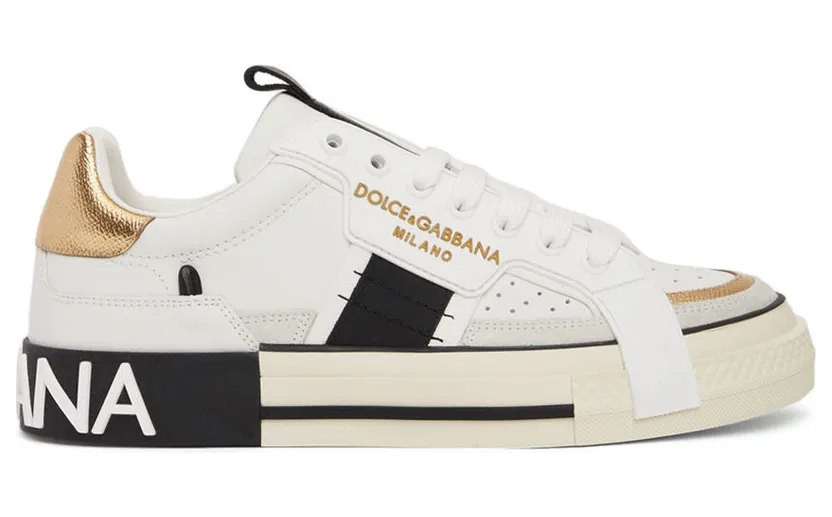 Dolce & Gabbana White & Black Contrasting 2.Zero Sneakers (CS1863 AO222)