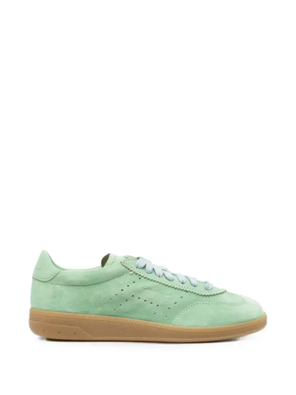 Santoni perforated-detail suede sneakers – Green (WBPL61340MENTKSN)