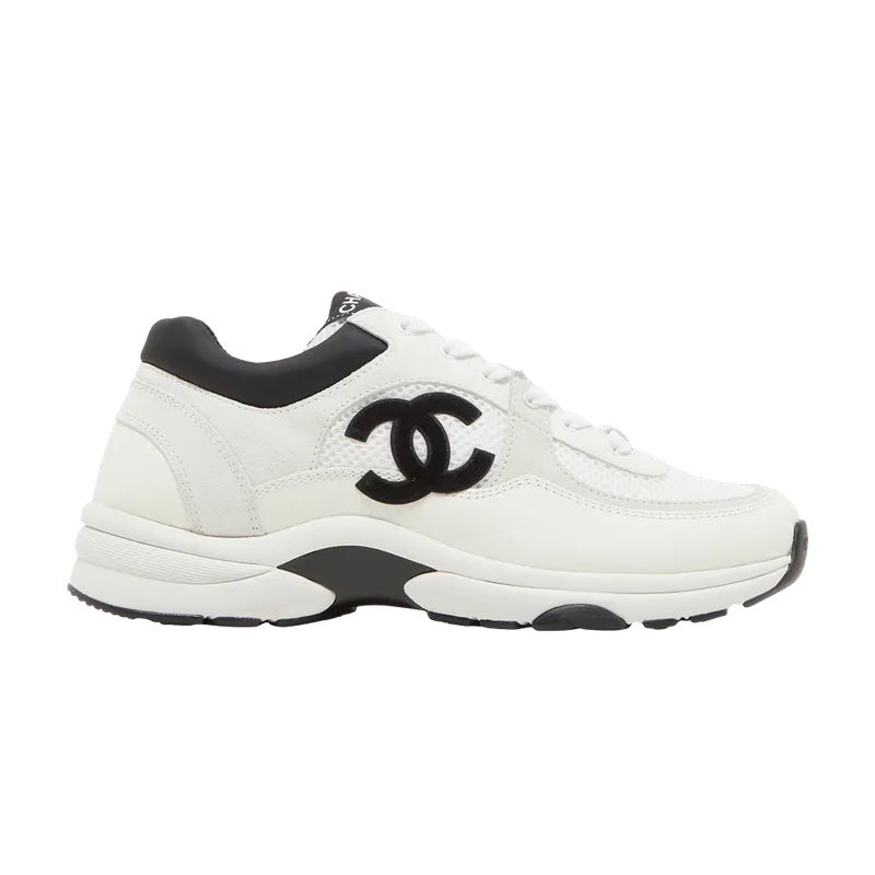 Chanel Low Top Trainer Suede White Black (W) (G38299 Y55720 K3846)
