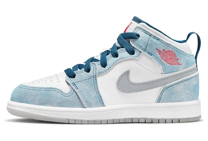 Jordan 1 Mid SE PS “French Blue / White / Light Steel Grey / Fire Red” (DR6237-401)