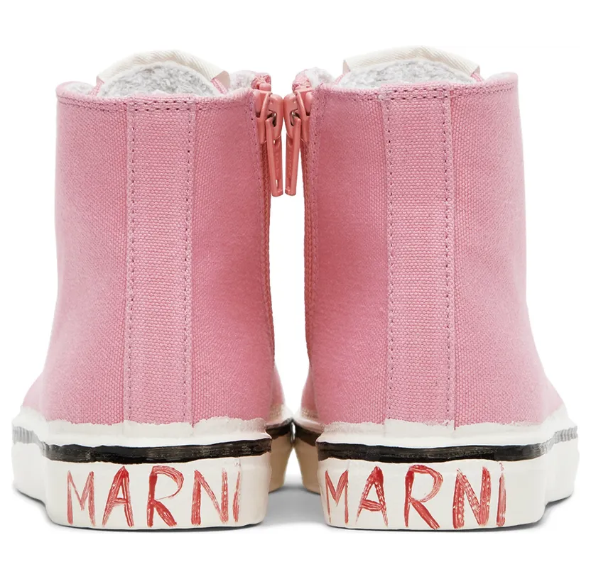 Marni Kids Red Canvas High Sneakers (70415) (2)