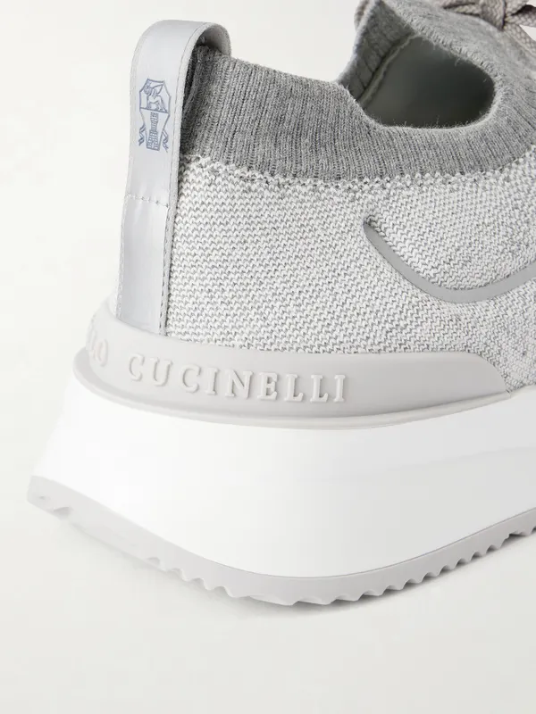 Brunello Cucinelli Stretch-Knit Sneakers Gray (MZUEHRO342) (5)