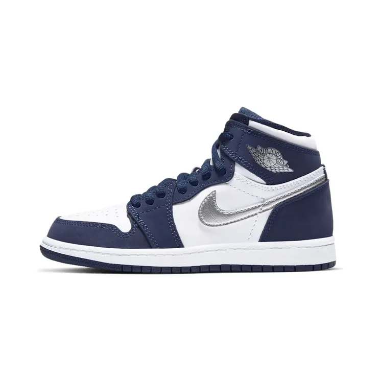 Jordan 1 Retro High COJP Midnight Navy (PS) “White / Midnight Navy / Metallic Silver” (AQ2664-141)