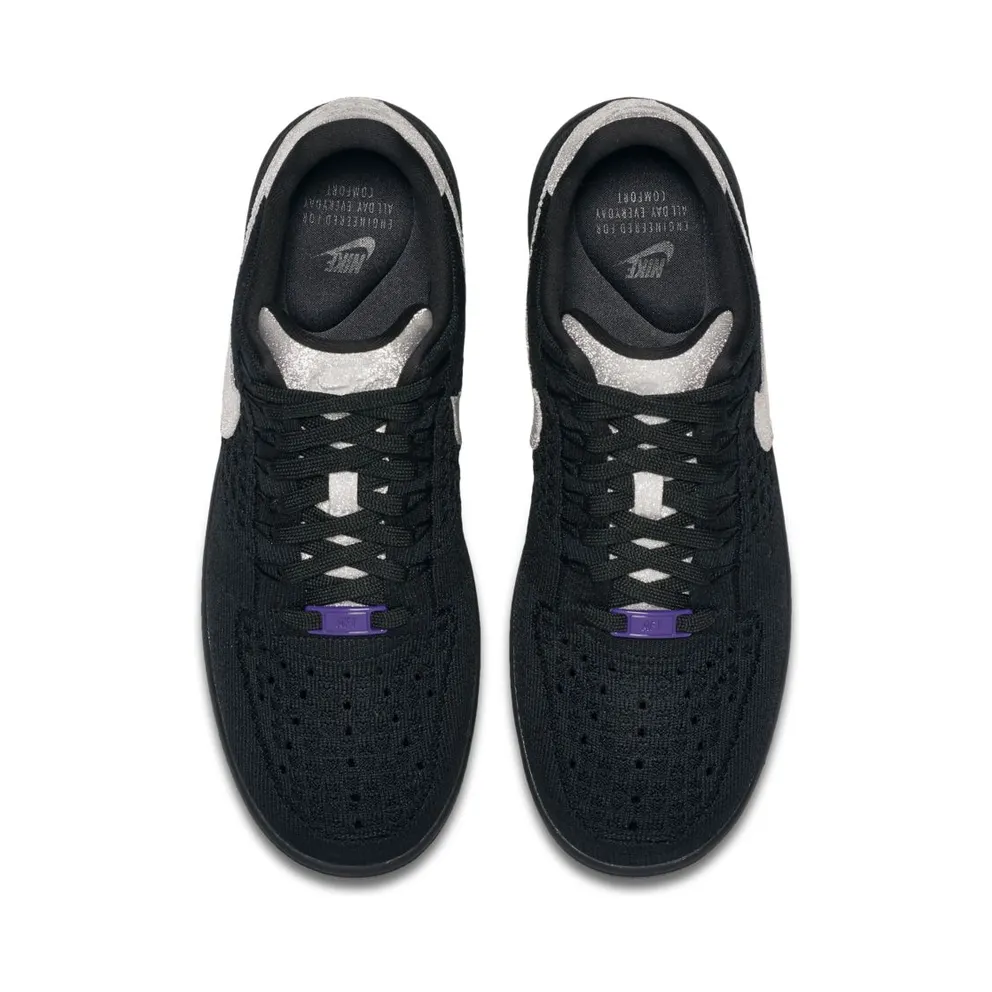Nike Air Force 1 Flyknit Low Black Metallic Silver Black/Metallic Silver-Black (908670-001)