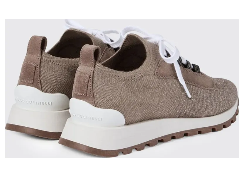 Brunello cucinelli Cotton and Lurex Knit Sneakers Brown (MZ35G2490C9447) (2)