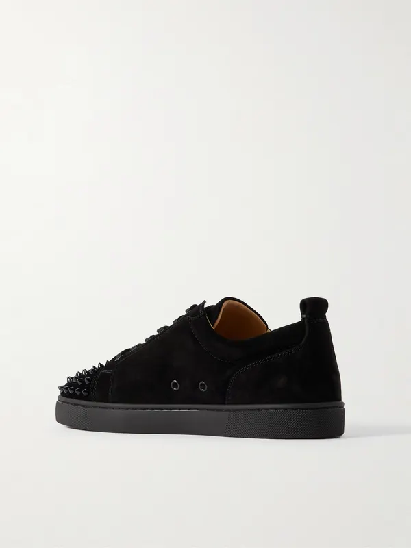 Christian Louboutin Louis Junior Spikes Cap-Toe Suede Sneakers Black (3240423) (4)