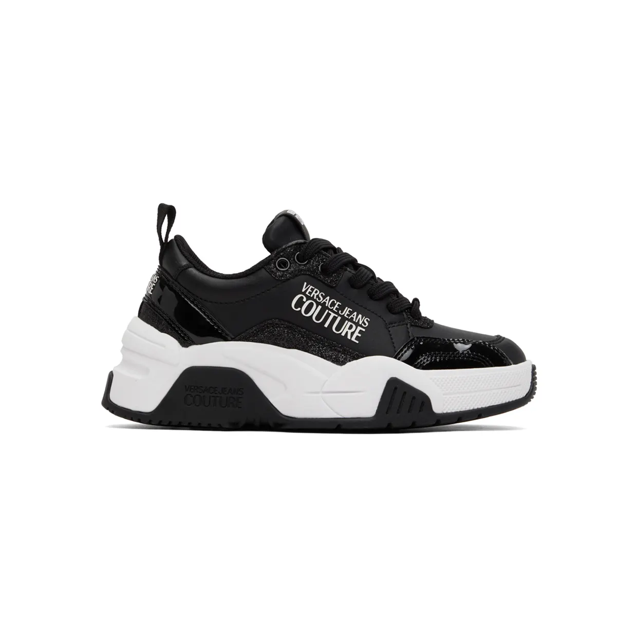 Versace Jeans Couture Black Glitter Speedtrack Sneakers (E72VA3SF4EZS244)