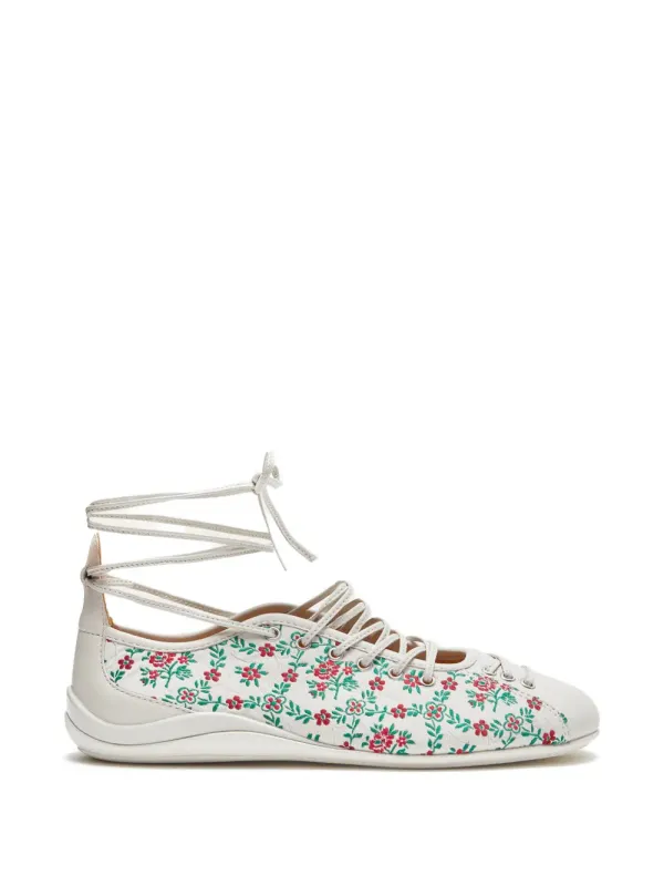 LILI CURIA Isolde sneaker-ballerina’s with bloemenprint – White (LC610168TM)