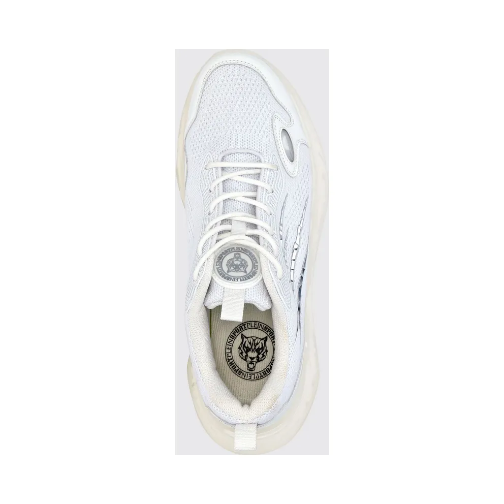 Plein Sport Lace-Up Low-Top in Technical Mesh with Rear Logo White (FABSUSC0338STE003N01)