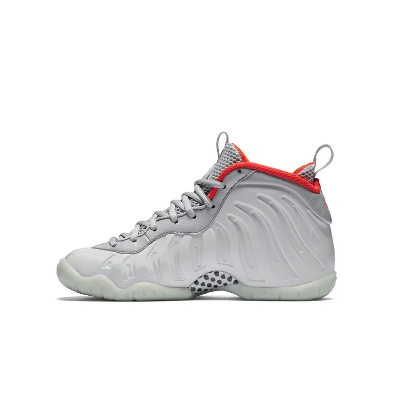 Nike Air Foamposite Pro Pure Platinum (GS) Pure Platinum/Pure Platinum-Wolf Grey-Bright Crimson (644792-005)