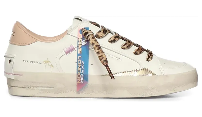 Crime London Sk8 Deluxe sneakers met luipaardprint – Beige (29101PP8)