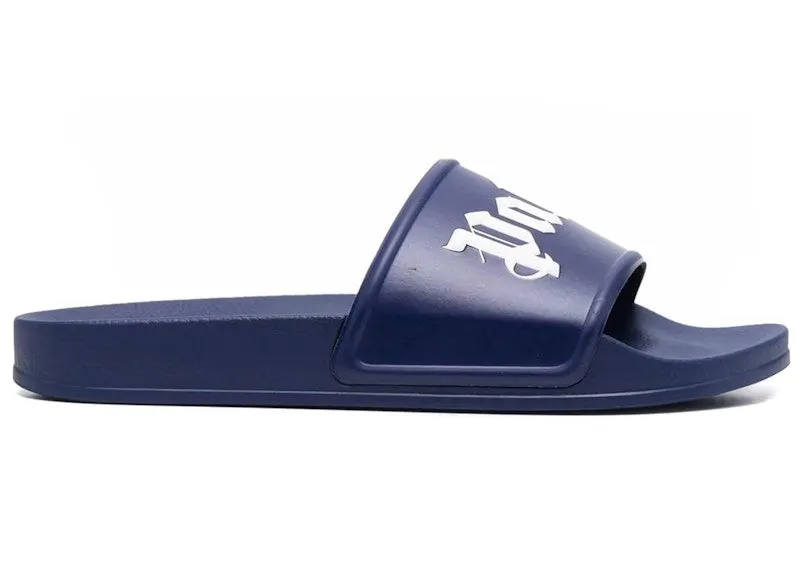 Palm Angels Pool Slides Blue White (PMIC001S22PLA0014501)