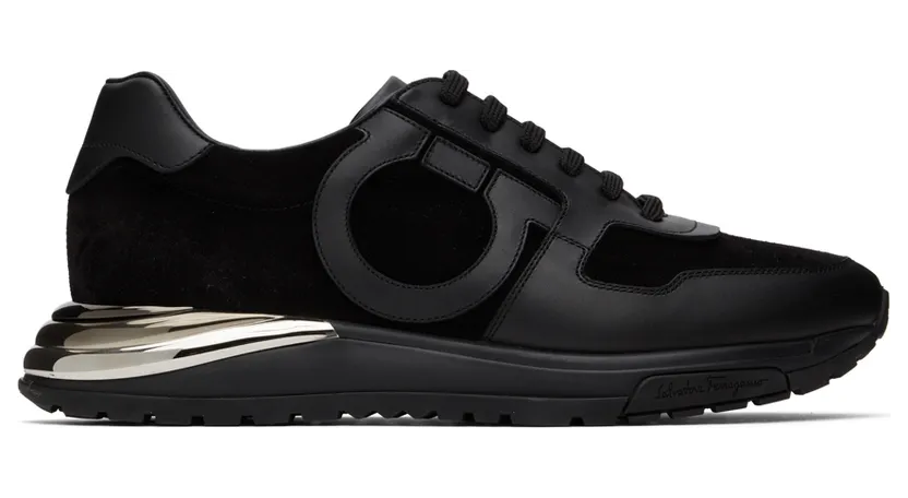 Salvatore Ferragamo Black Suede Brooklyn Low Sneakers (717045 02B225019)
