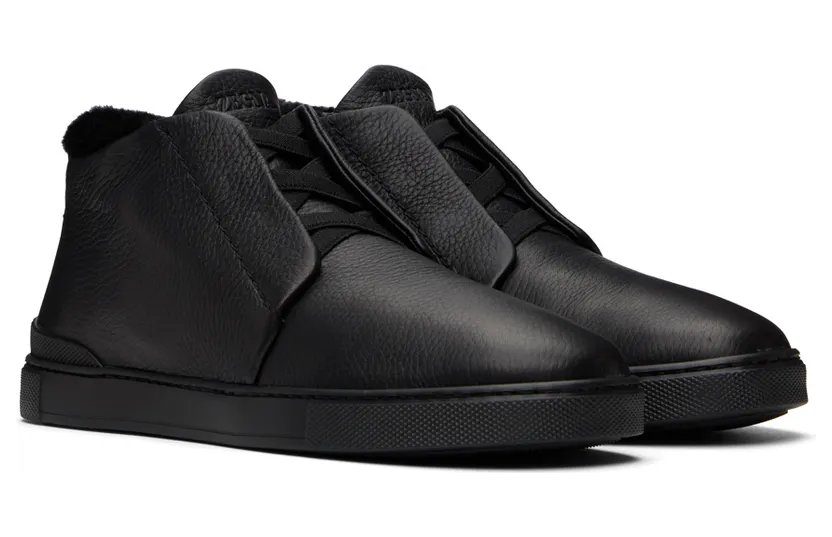 ZEGNA Black Triple Stitch Sneaker (LHCLM-S5137Z) (4)