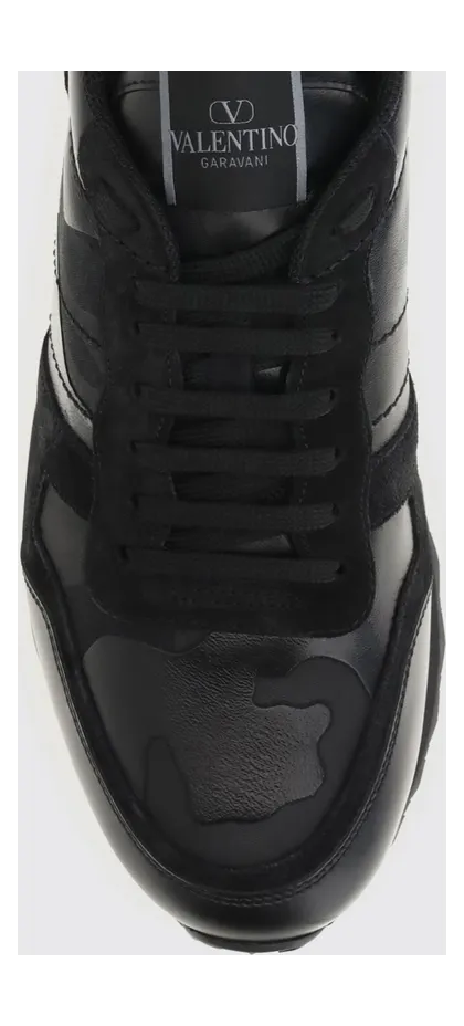 Valentino garavani Rockrunner Camouflage Leather and Suede Sneakers Black (S0723NSD0NO) (3)