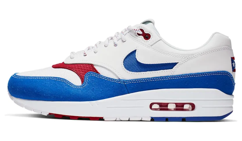 Nike Air Max 1 Premium ‘Puerto Rico’ White/Gym Red/Racer Blue (CJ1621-100)