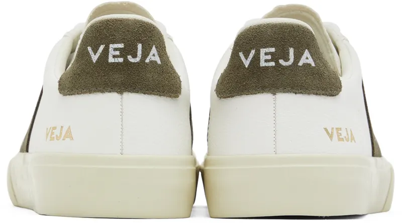Veja White & Khaki Leather Campo Sneakers (CP0502347)