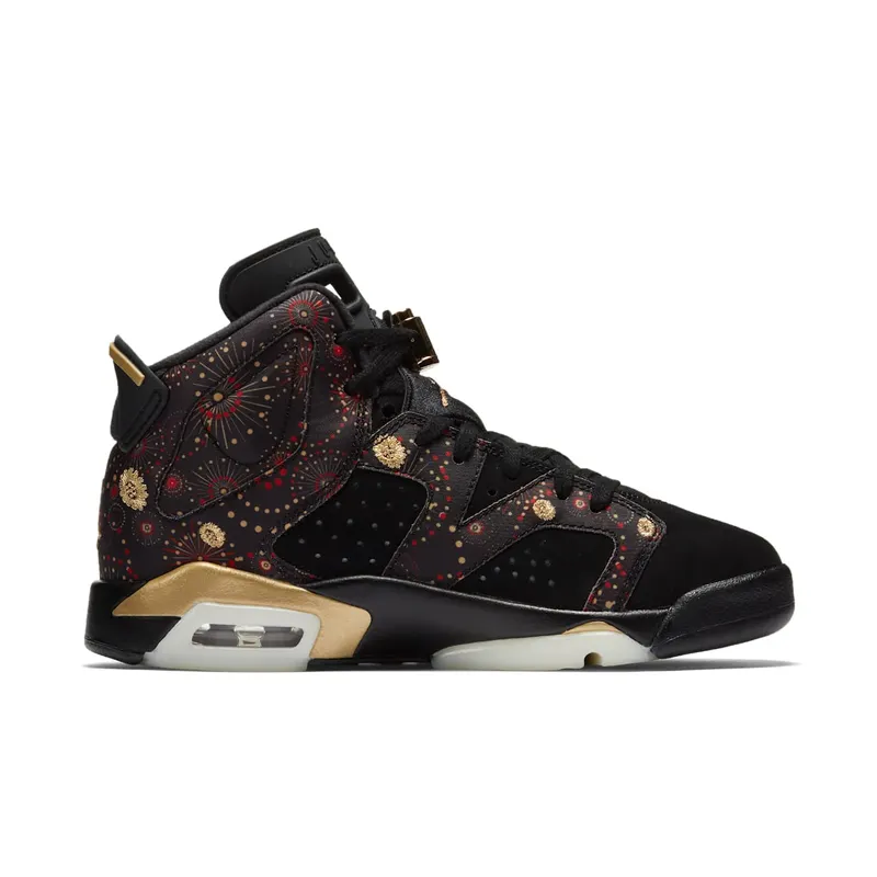 Jordan 6 Retro Chinese New Year 2018 (GS) Black/Metallic Gold-Multi-Color (AA2495-021)