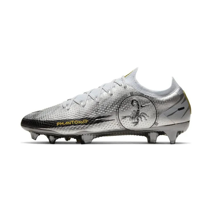 Nike Phantom Scorpion Elite FG Secret Tournament “Pure Platinum / Black / Speed Yellow / Metallic Silver” (CT2156-001)