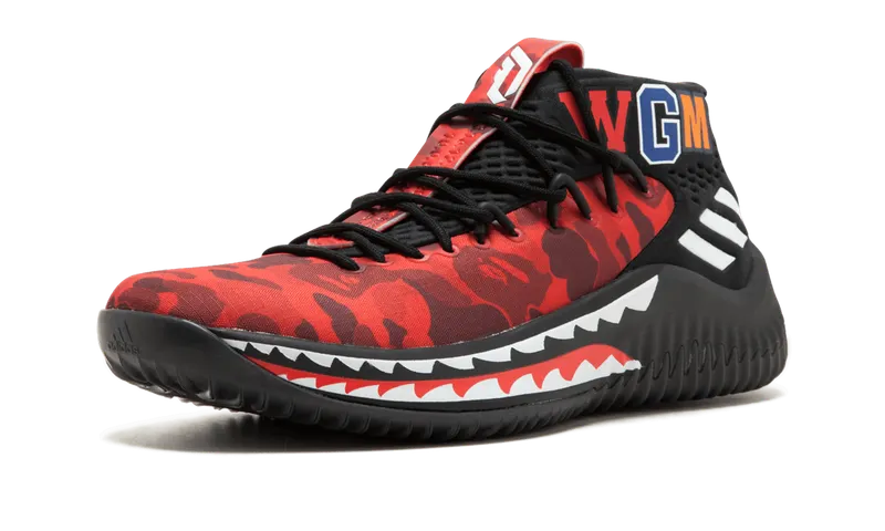 Adidas DAME4 Bape “Red Shark ABC Camo” (AP9976)