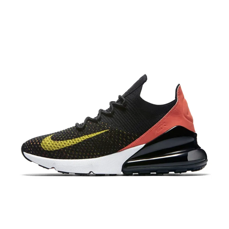 Nike Air Max 270 Flyknit Black Bright Crimson Yellow Strike (W) Black/Bright Crimson-Yellow Strike (AH6803-003)