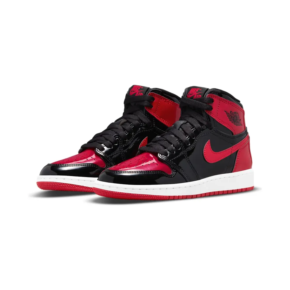 Jordan 1 Retro High OG Patent Bred (GS) – “Black / White / Varsity Red” (575441-063)
