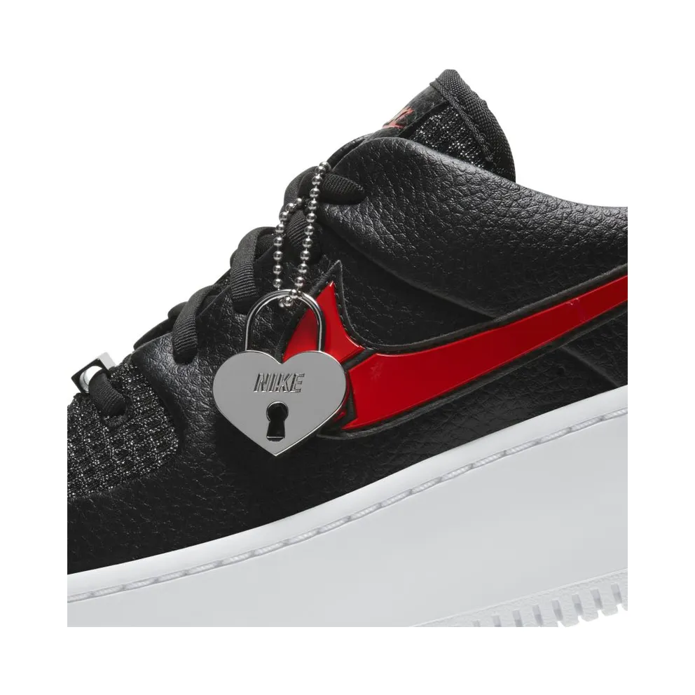 Nike Air Force 1 Sage Low Valentines Day 2020 (W) Black/Metallic Silver-University Red (CU4759-001)
