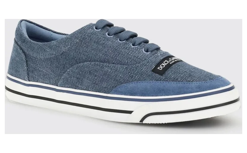 Dolce & Gabbana DG Sailing Sneakers In Linen Blend Canvas Gnawed Blue (CS2399A03328S980)