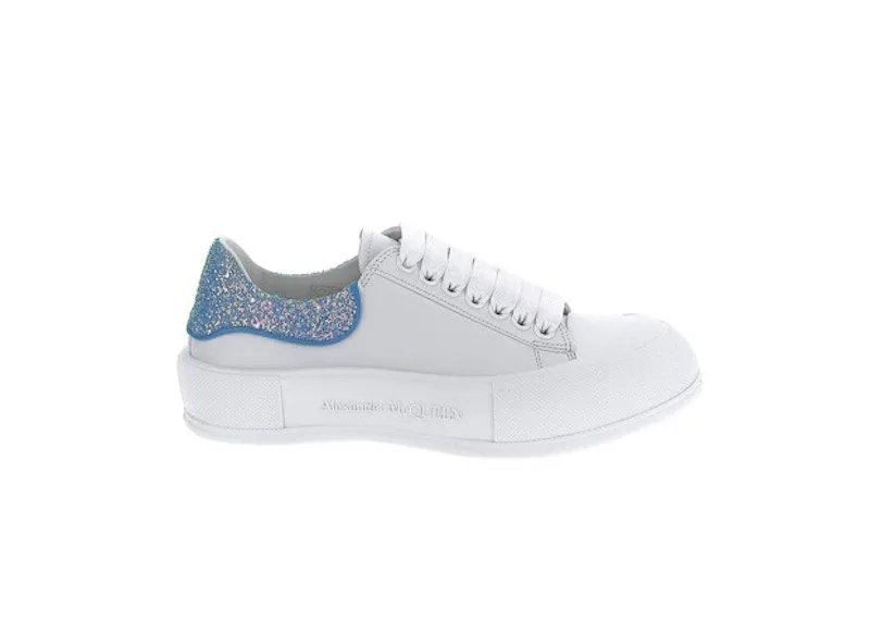 Alexander McQueen Deck Plimsol White Blue Glitter (702047WIABX9761)