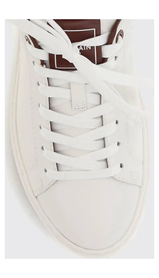Balmain B-Court Smooth Leather Sneakers with Printed Logo White 1 (HN1VI690LVTRGYQ) (3)