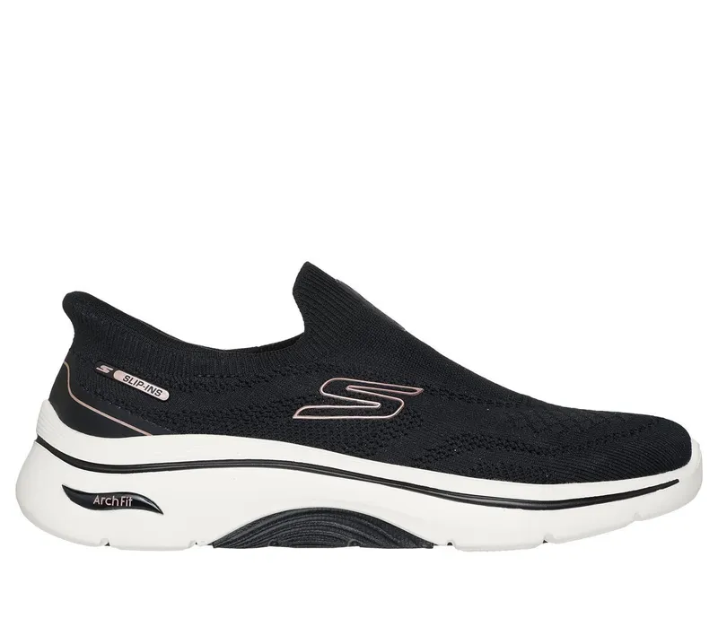 Skechers Slip-Ins: GO Walk Arch Fit 2.0 “Tatum Sneaker Black / Roos Gold” (125343BKRG)