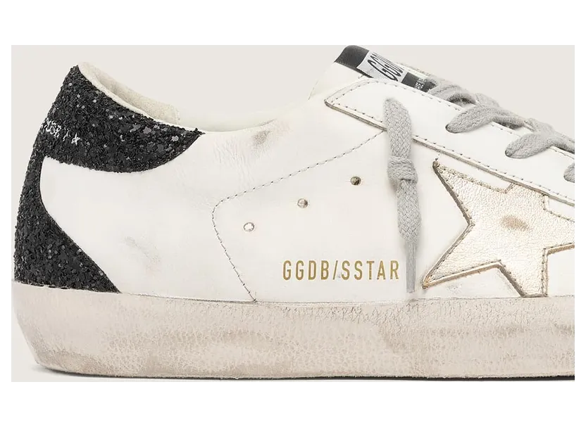 Golden Goose Super-Star With Gold Star And Black Glitter Heel Tab (GWF00102.F005076.11538) (4)