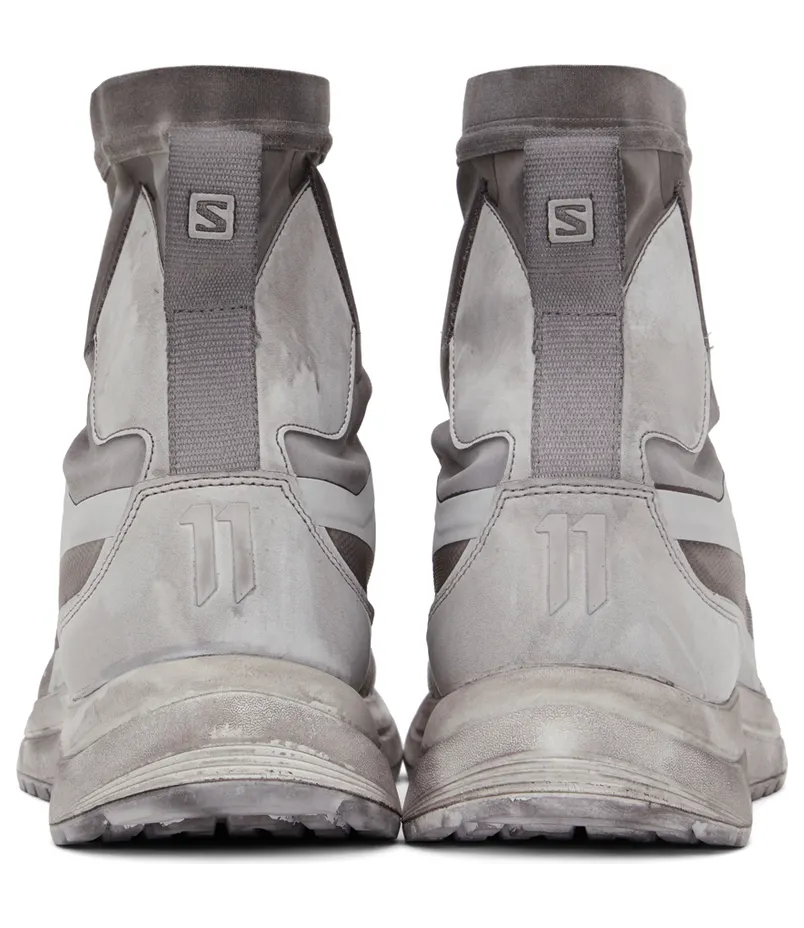 11 by Boris Bidjan Saberi White & Grey Salomon Edition Bamba 2 High Sneakers (113 11xS) (2)