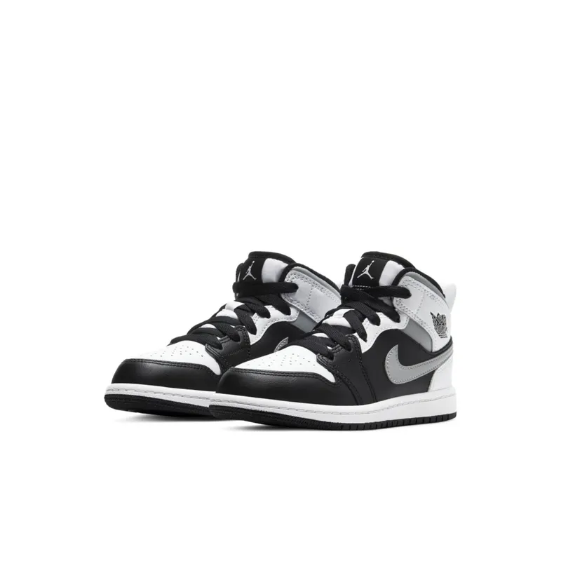Jordan 1 Mid White Shadow (PS) Black/Medium Grey-White (640734-073)