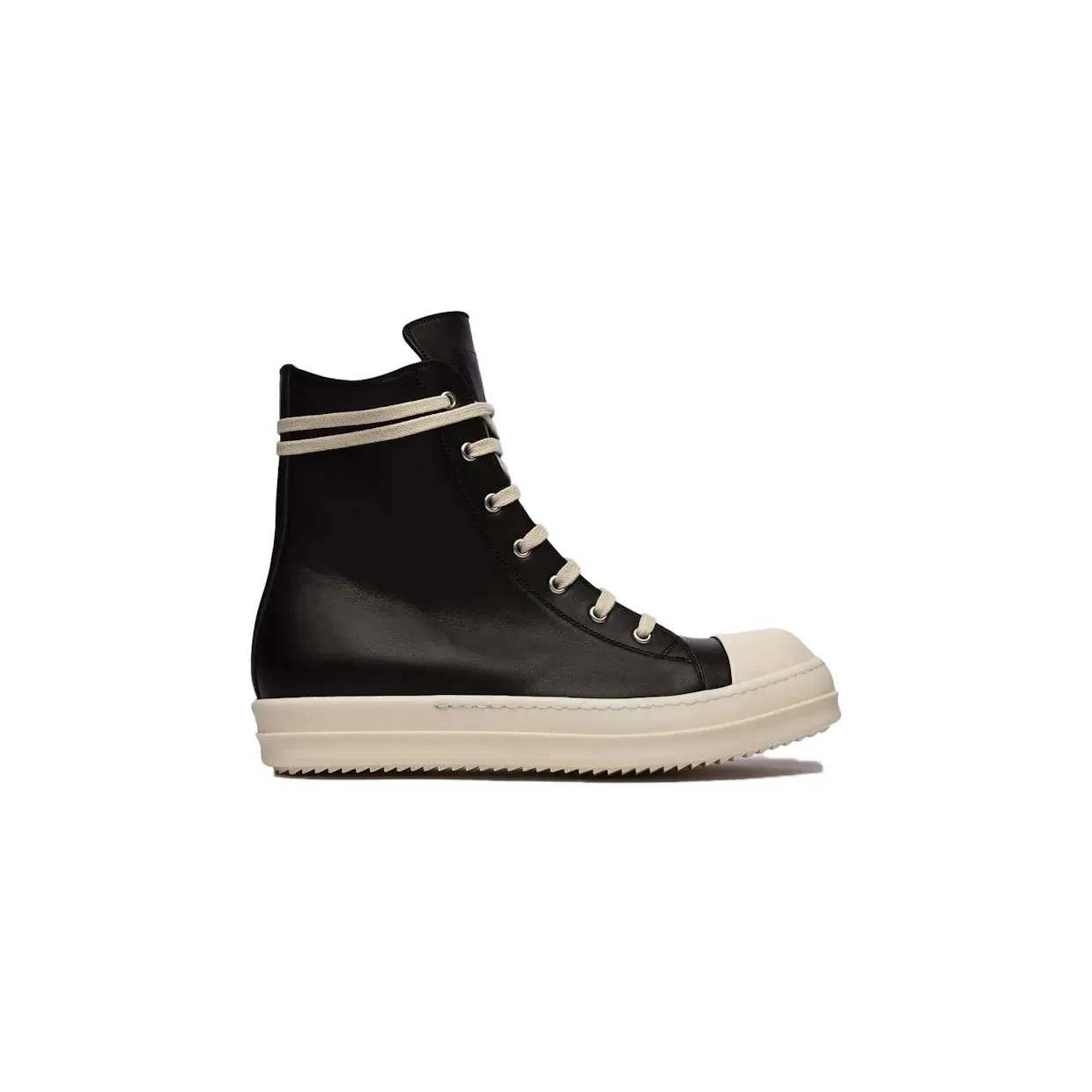 Rick Owens Ramones Leather High Top Black Cream (RU01B1890)