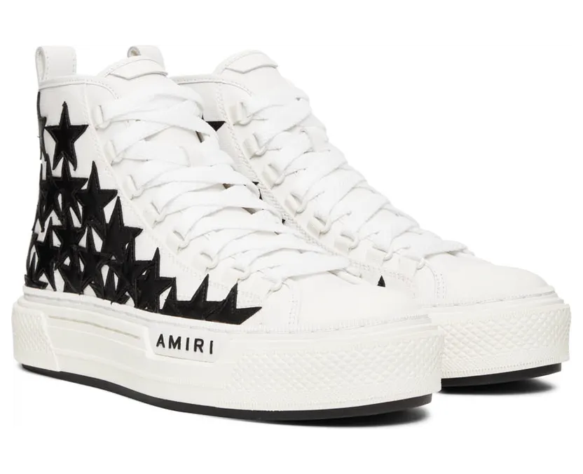 AMIRI White Stars Court High-Top Sneakers (PF22MFS011-111) (4)