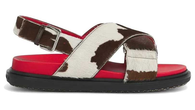 Marni Fussbett Criscross Sandal Lily White Brown (FBMS015701 P9283 ZP216)