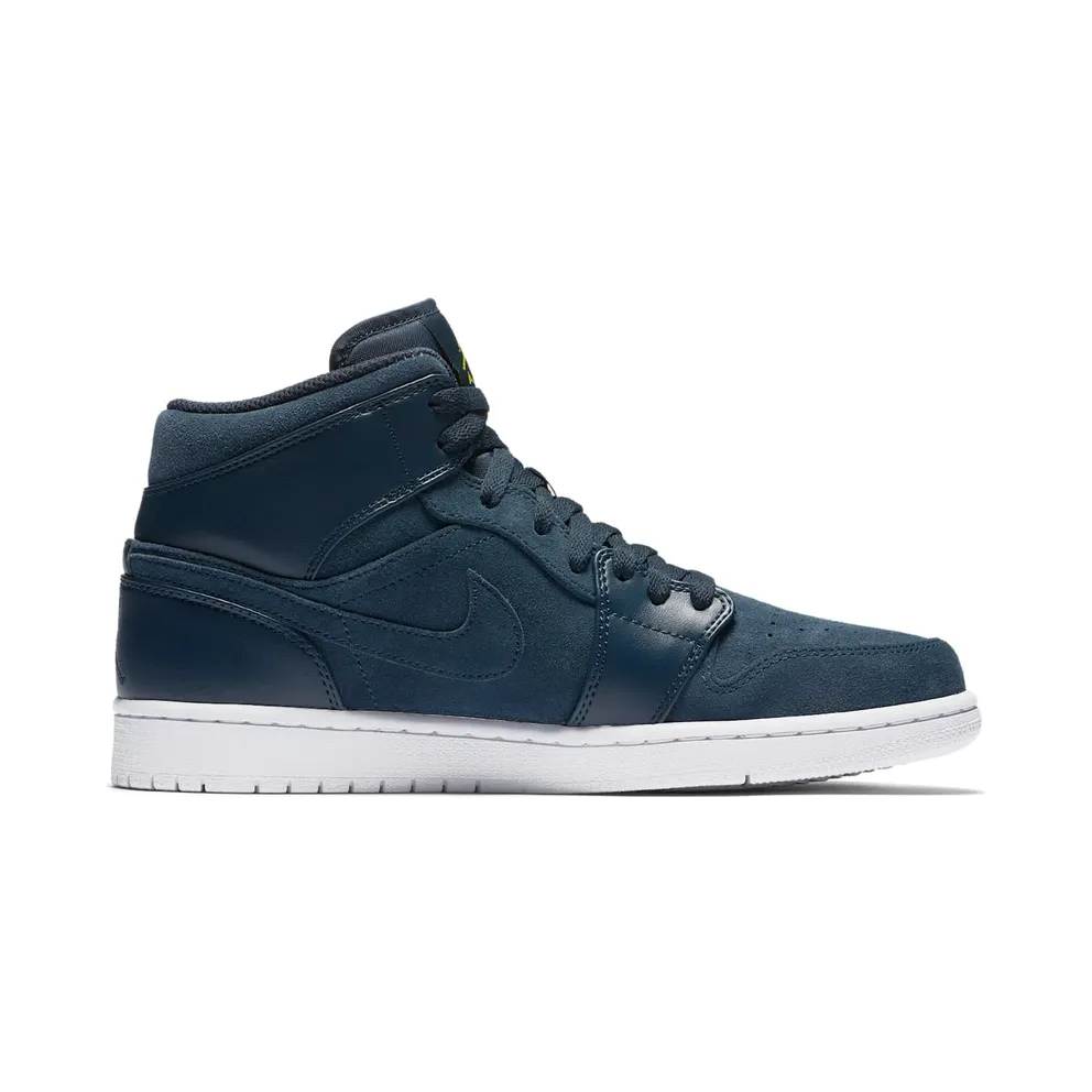 Jordan 1 Retro Mid Armory Navy Armory Navy/Electrolime-White (554724-421)