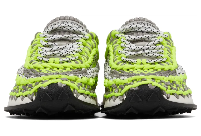 Valentino Garavani Green & Grey Crochet Sneakers (WY2S0E41ZXB) (2)