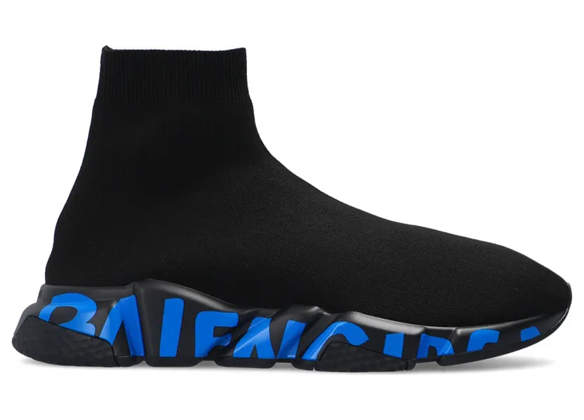 Balenciaga Speed Graffiti Black Blue (605972 W05GE 1140)