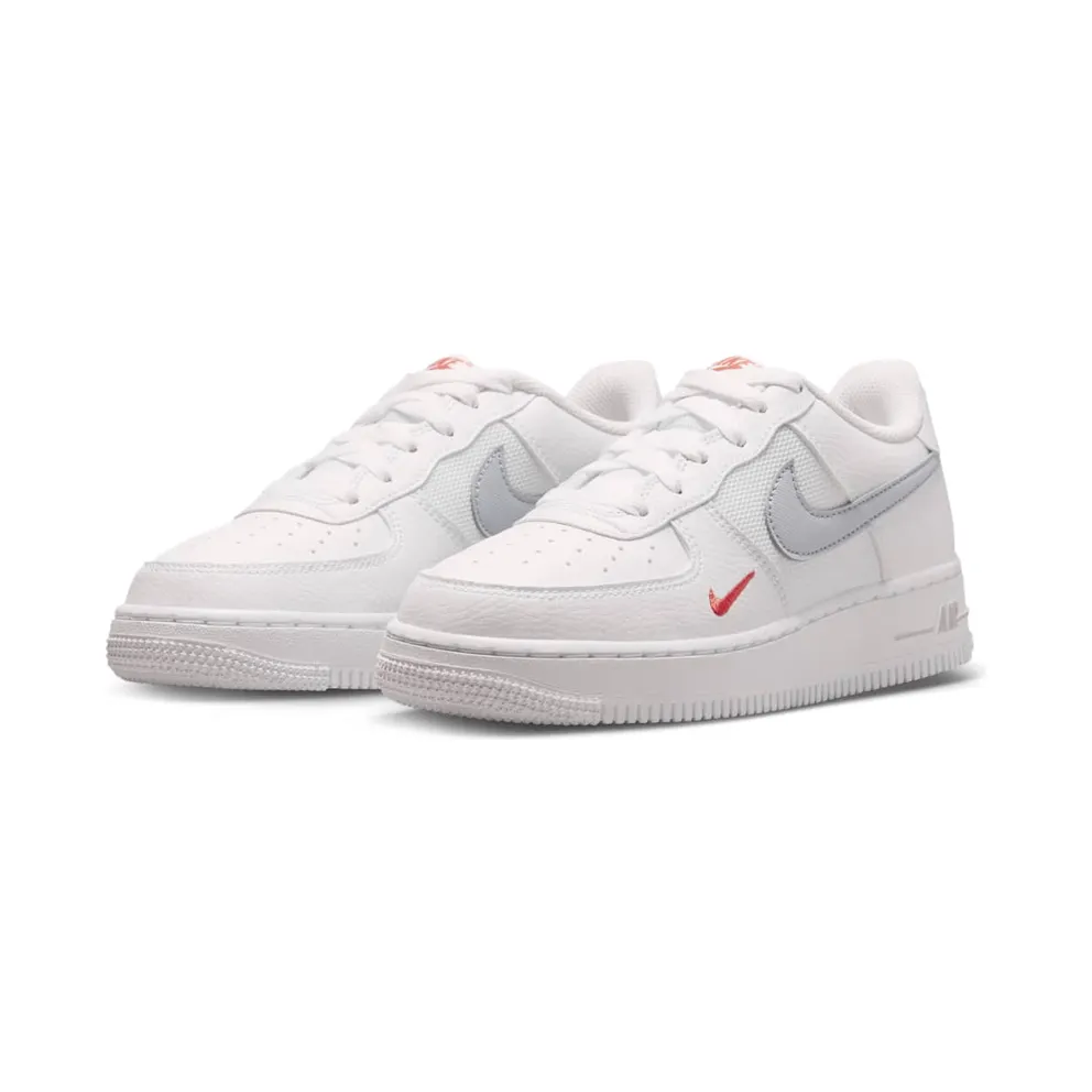 Nike Air Force 1 Low White Wolf Grey Crimson Mini Swoosh (FD9772-100)