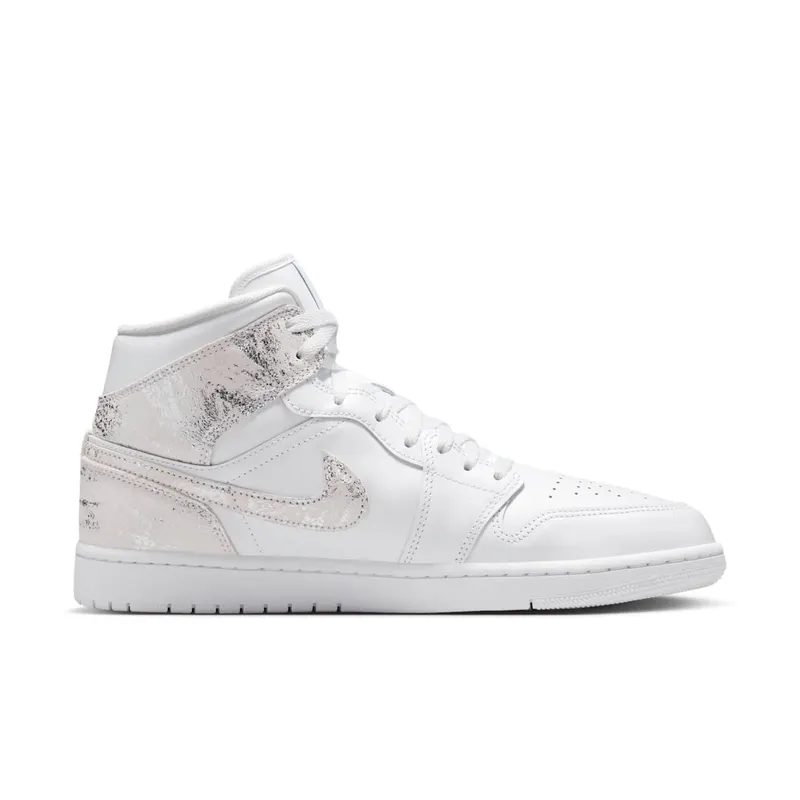 Jordan 1 Mid SE “Distressed White Field Silver” (IR2271-100)