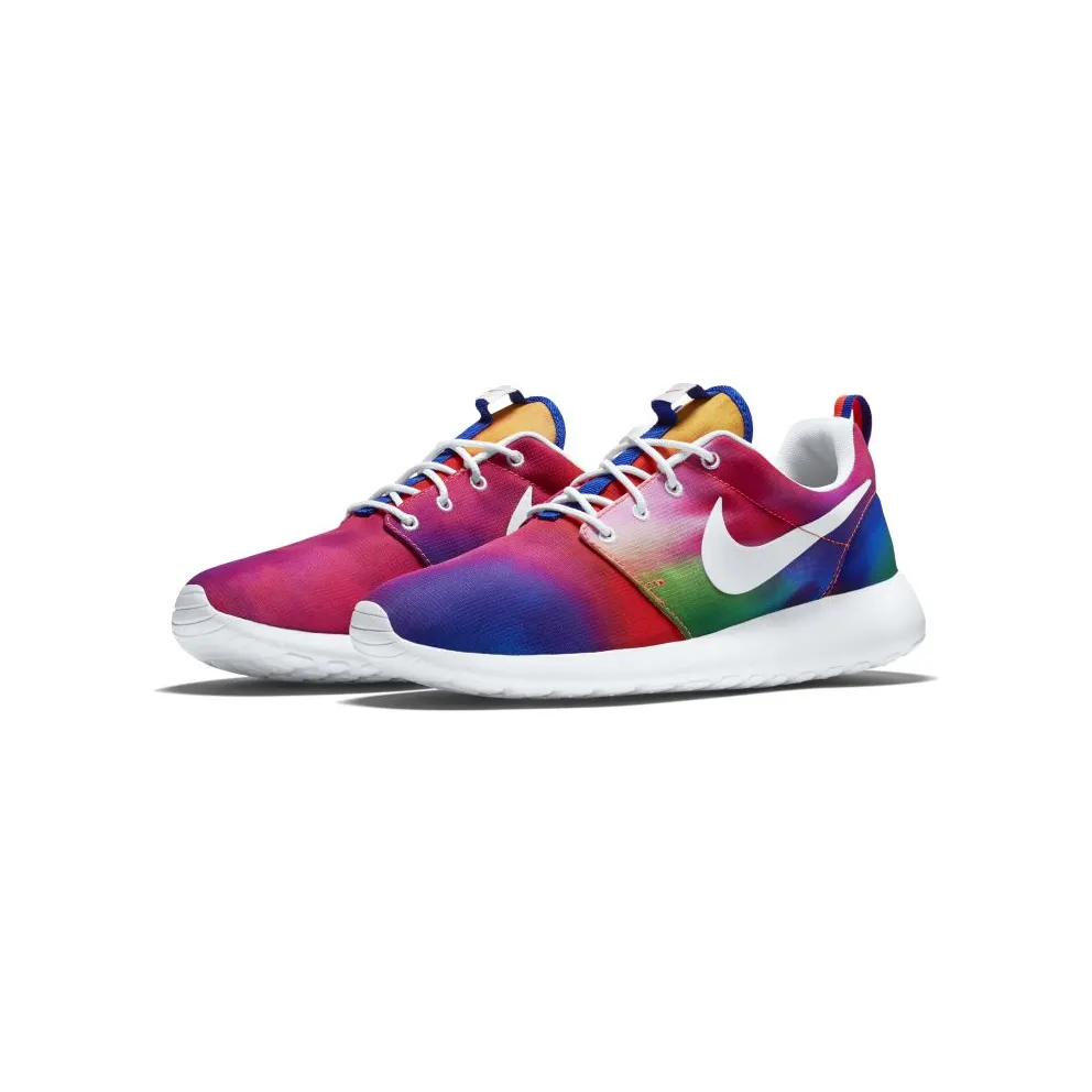 Nike Roshe Run Tie Dye Rainbow Court Purple/White-Total Crimson (655206-518)